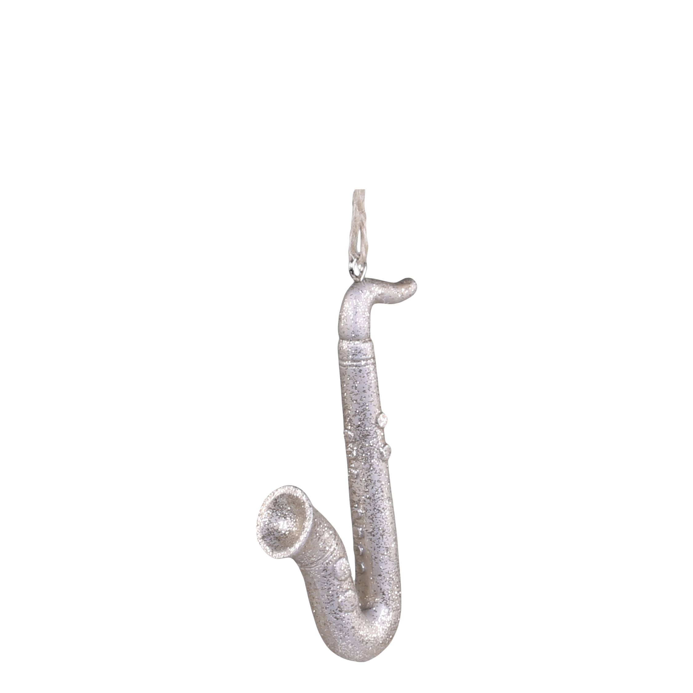 Saxophon-Deko aus Polyresin mit Glitzer, champagner