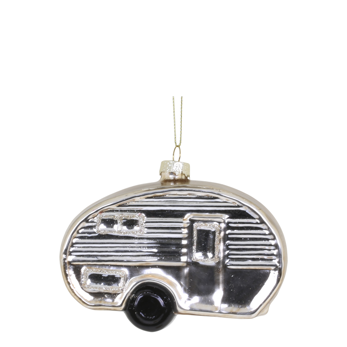 Campingwagen-Deko aus Glas und Eisen, antique champagne