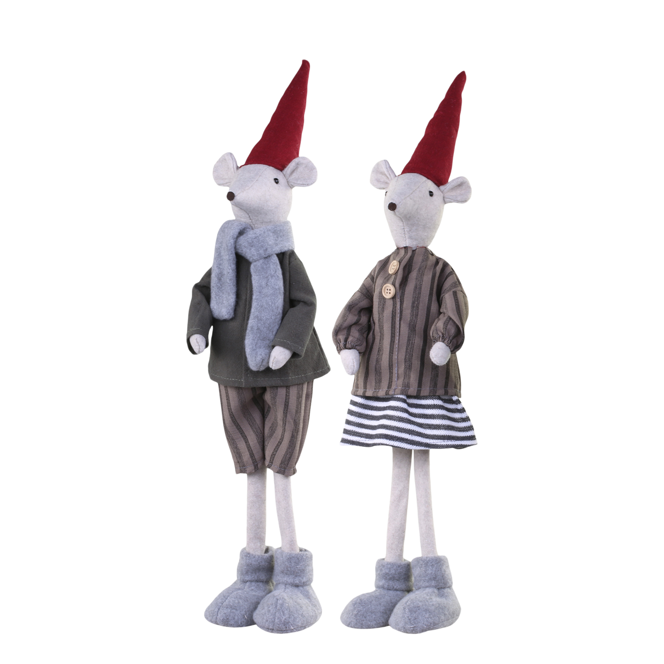 Weihnachtsmaus-Figuren aus Leinen und Filz, 52 cm