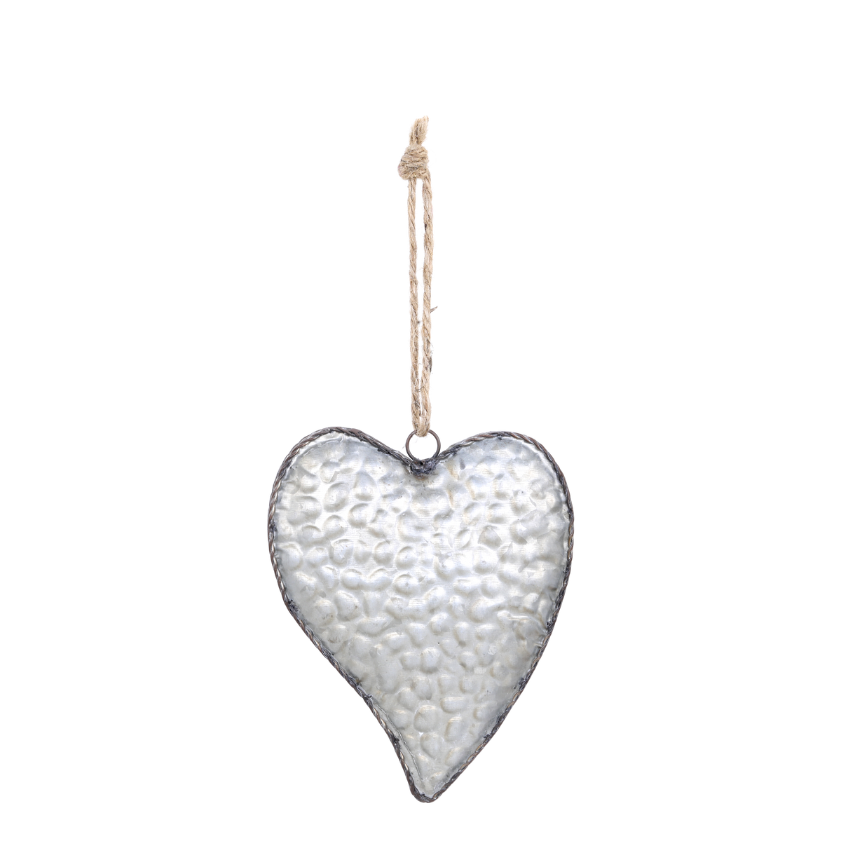 Herz zum Aufhängen aus Zink mit Juteschnur, 15 cm hoch