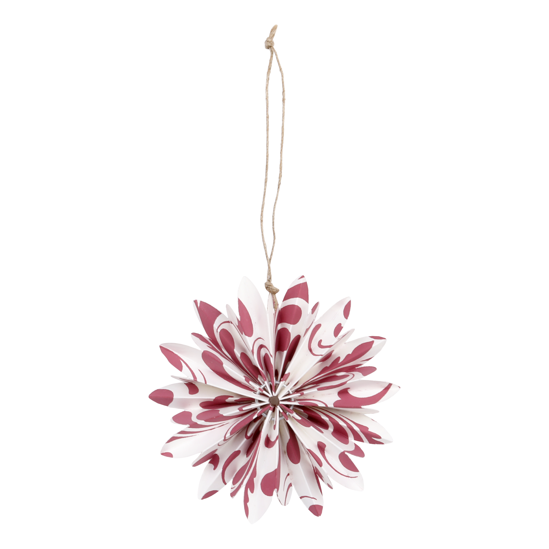 Papierornament mit Juteschnur, Kirschrot, 10,5 cm