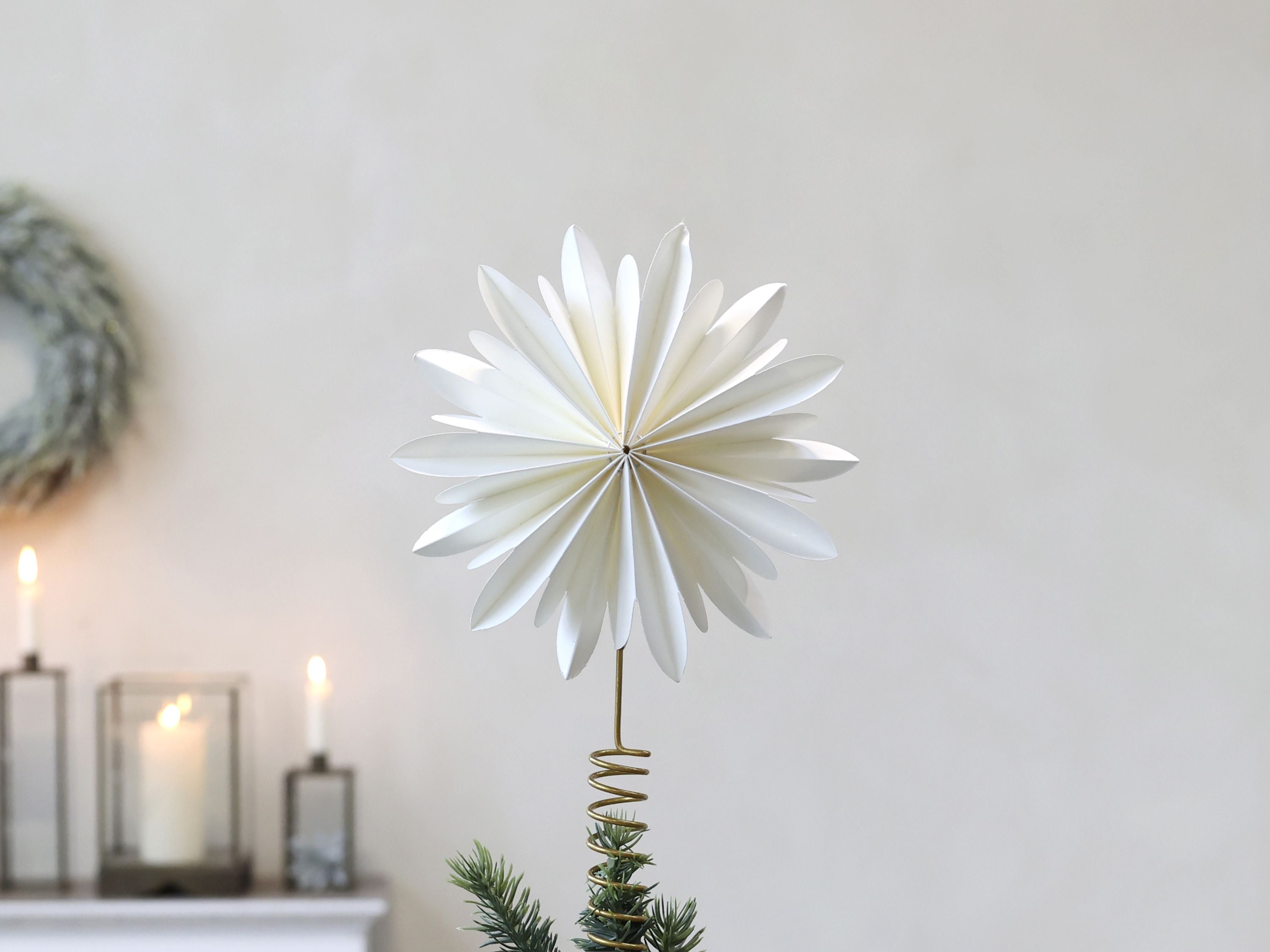 Papier Weihnachtsbaum Baumspitze, 30 cm, creme