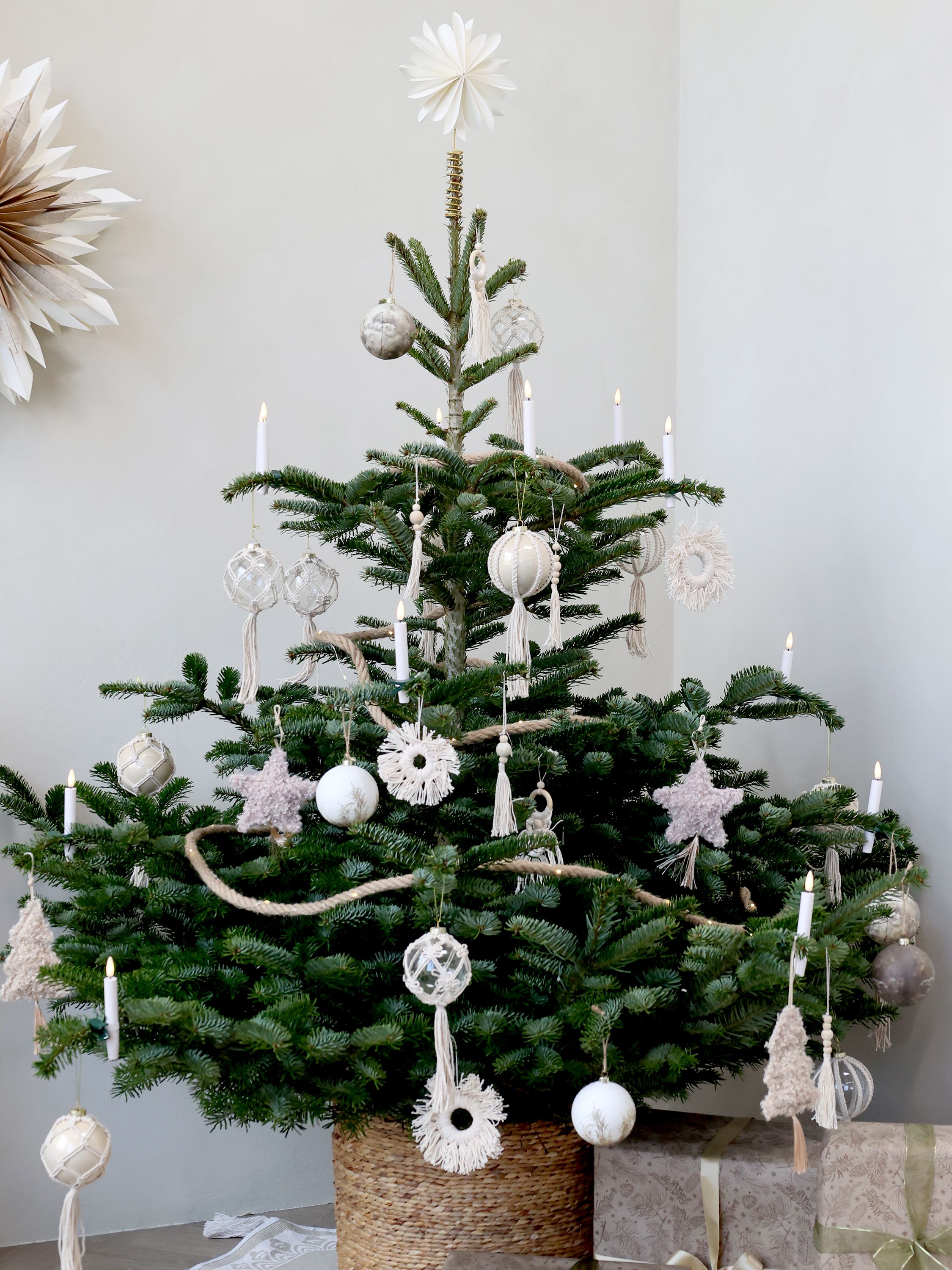 Papier Weihnachtsbaum Baumspitze, 30 cm, creme