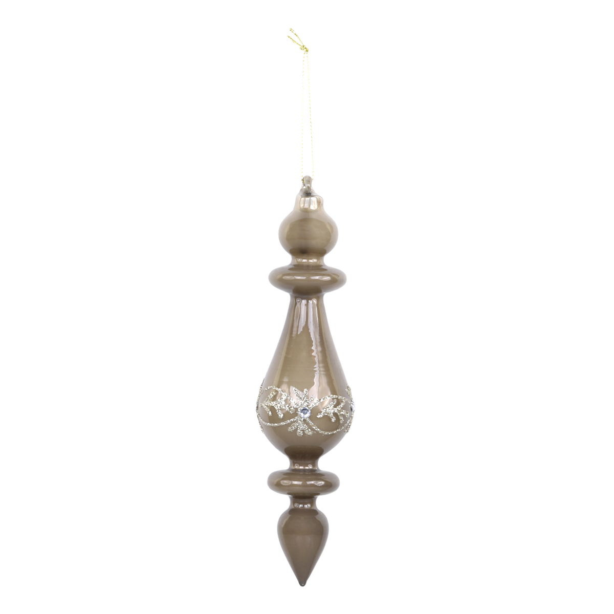 Ornament aus Glas mit Glitzer, 17 cm hoch, latte