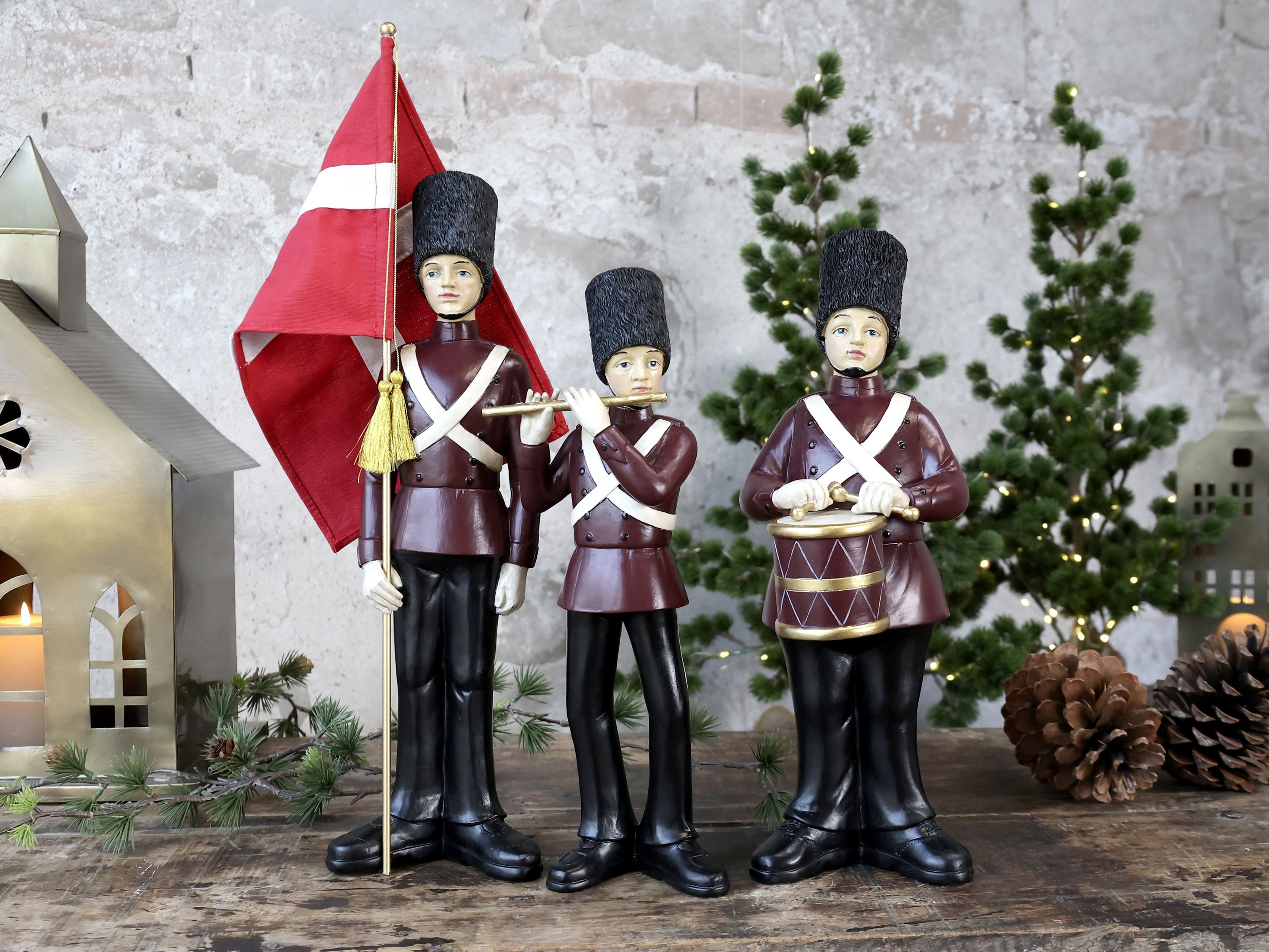 Vintage Orchester Set von 3 Figuren, Polyresin, 37 cm hoch