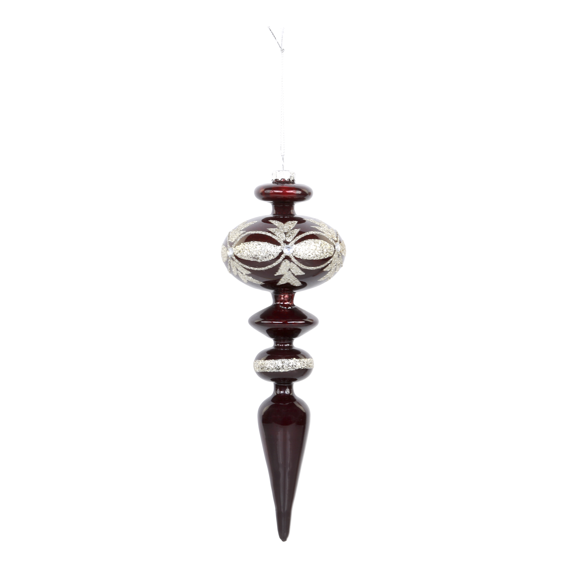 Glas-Ornament mit Glitzer, 16 cm hoch, Kirschrot
