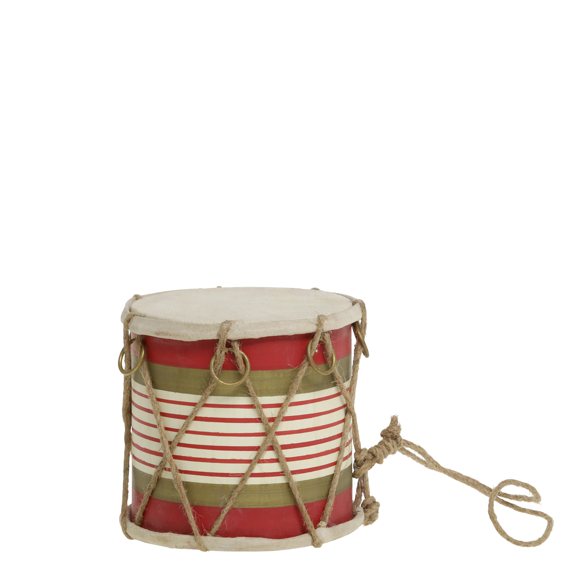 Vintage Trommel mit Leder, handgemacht, 10 cm hoch
