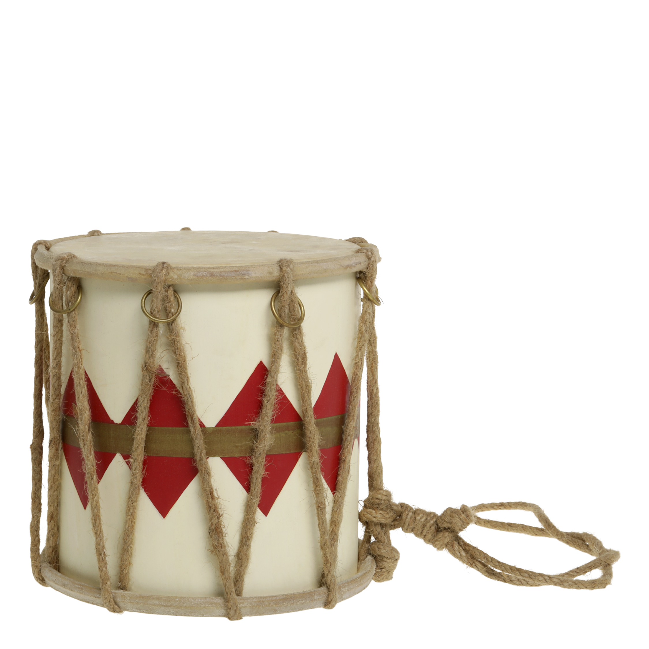 Vintage Trommel mit Leder, handgemacht, 16 cm hoch