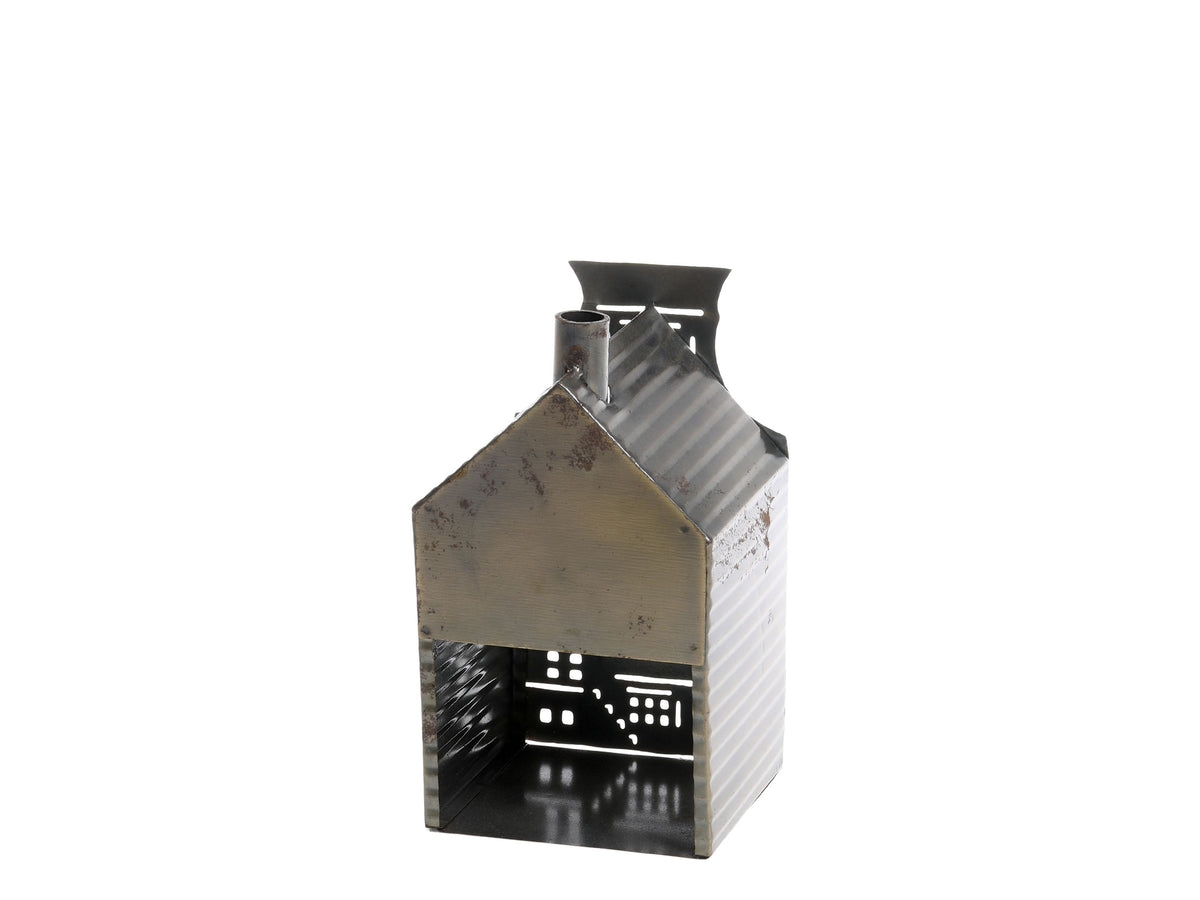 Lichthaus aus Eisen für Teelichter, antik messing