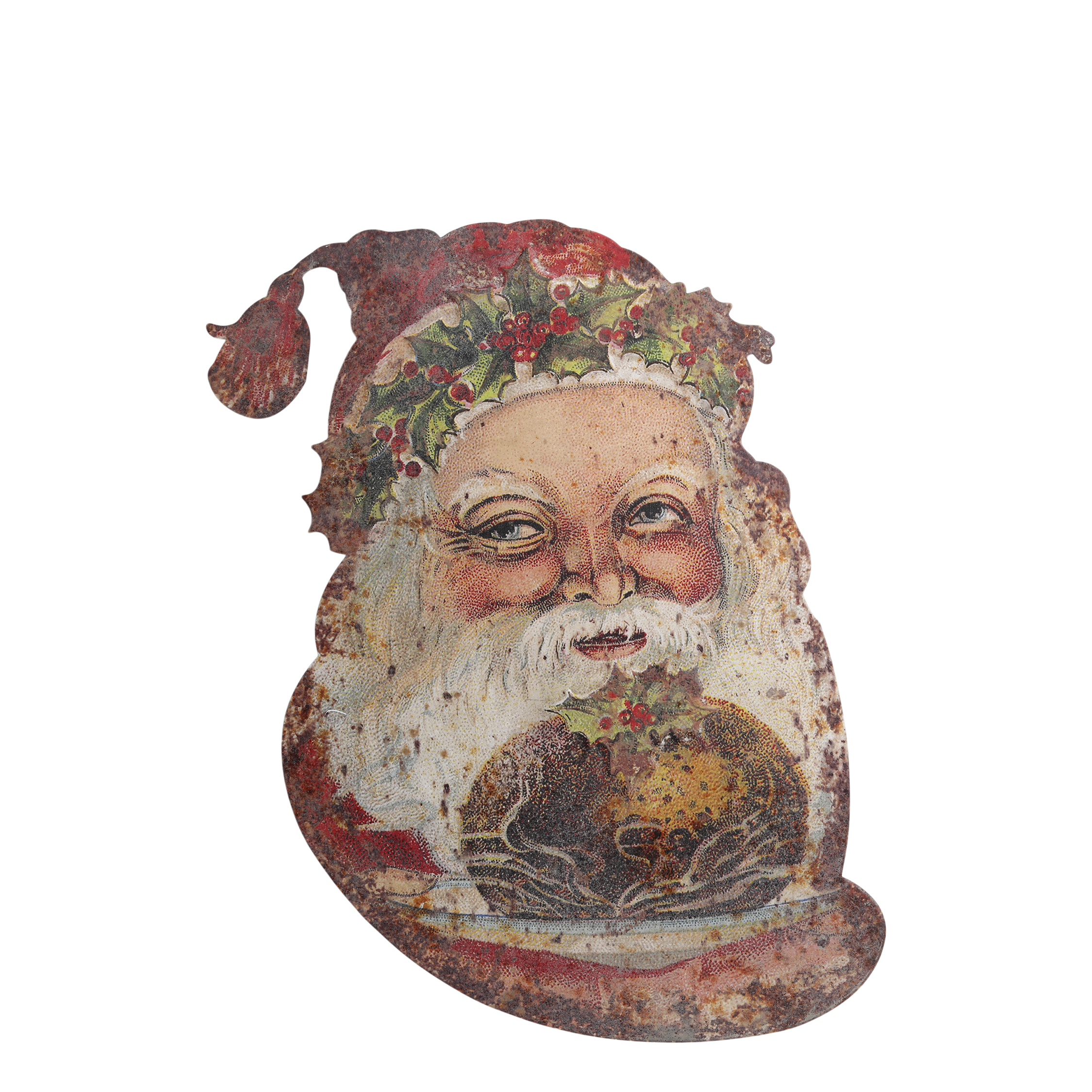 Vintage Weihnachtsmann aus Eisen zum Aufhängen