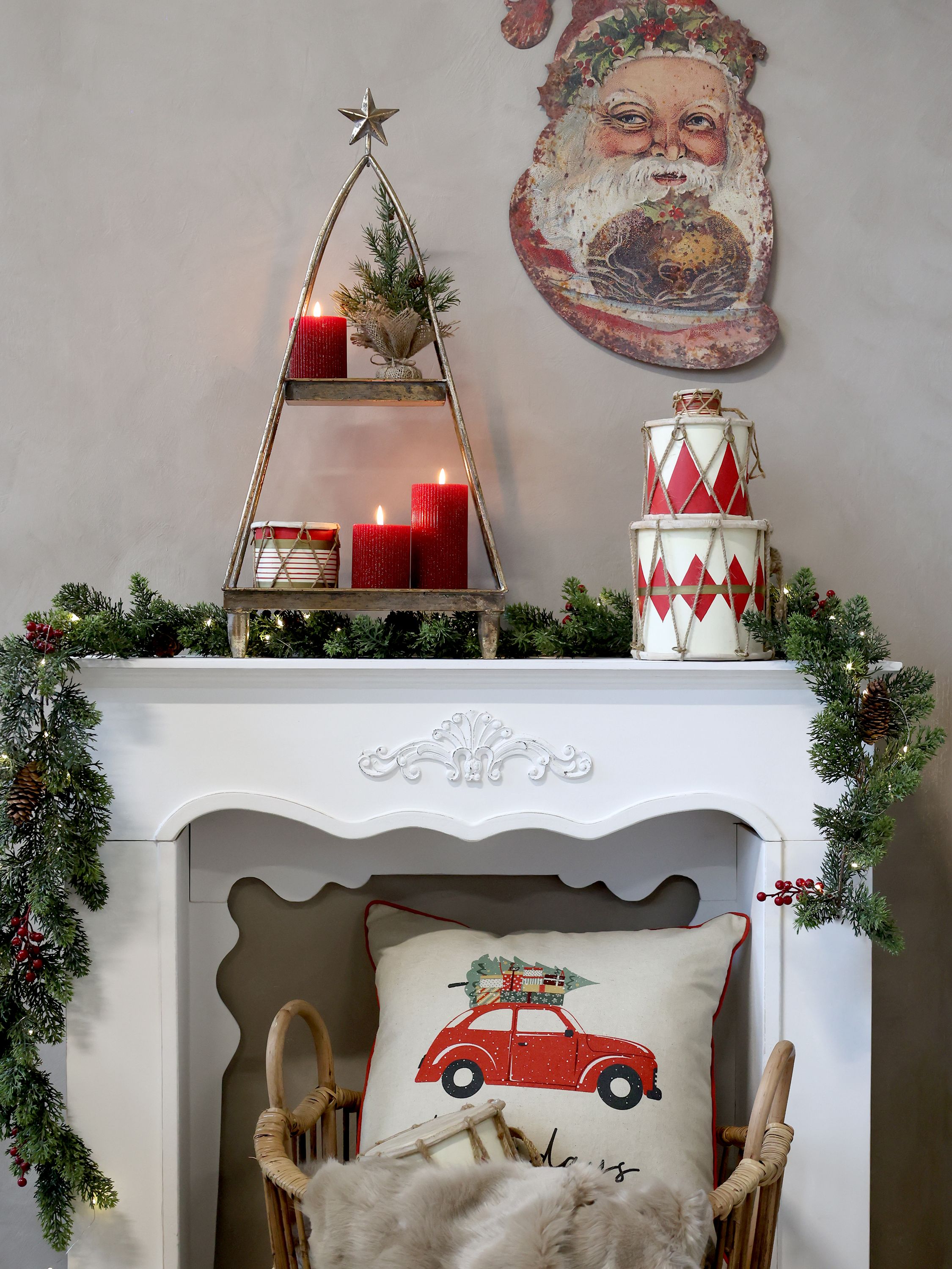 Vintage Weihnachtsmann aus Eisen zum Aufhängen