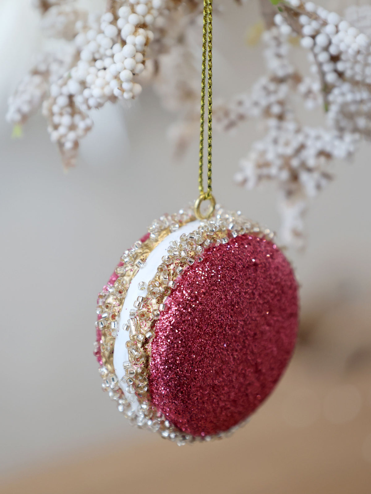Macaron Deko zum Aufhängen, rosa, Polyresin