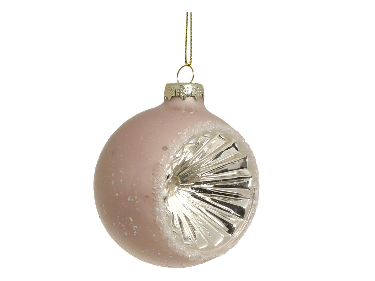 Weihnachtskugel aus Glas, rosa, 8 cm Durchmesser