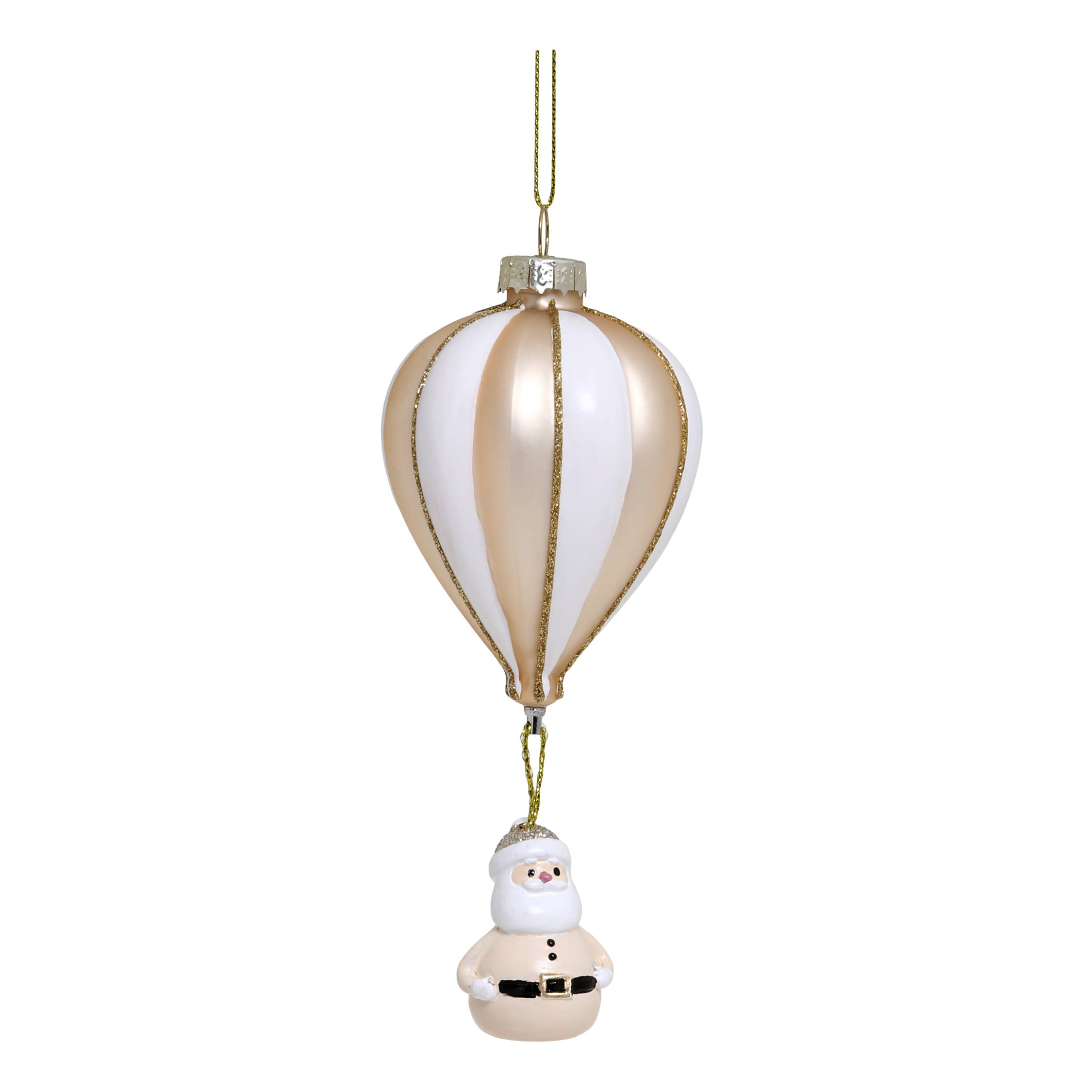 Weihnachtsmann-Luftballon aus Glas und Polyresin, champagner
