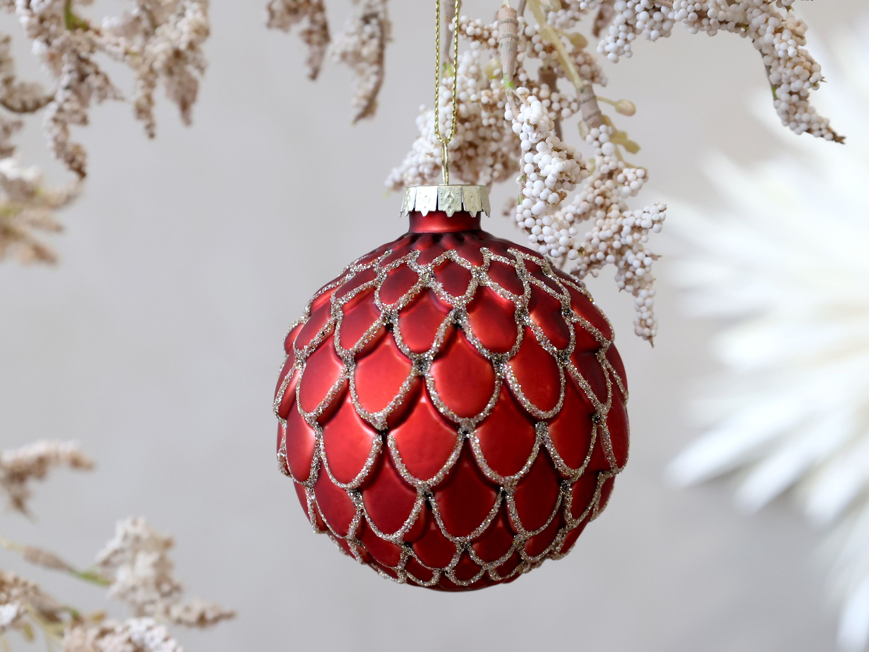 Weihnachtskugel aus Glas, 8 cm, antique cherry