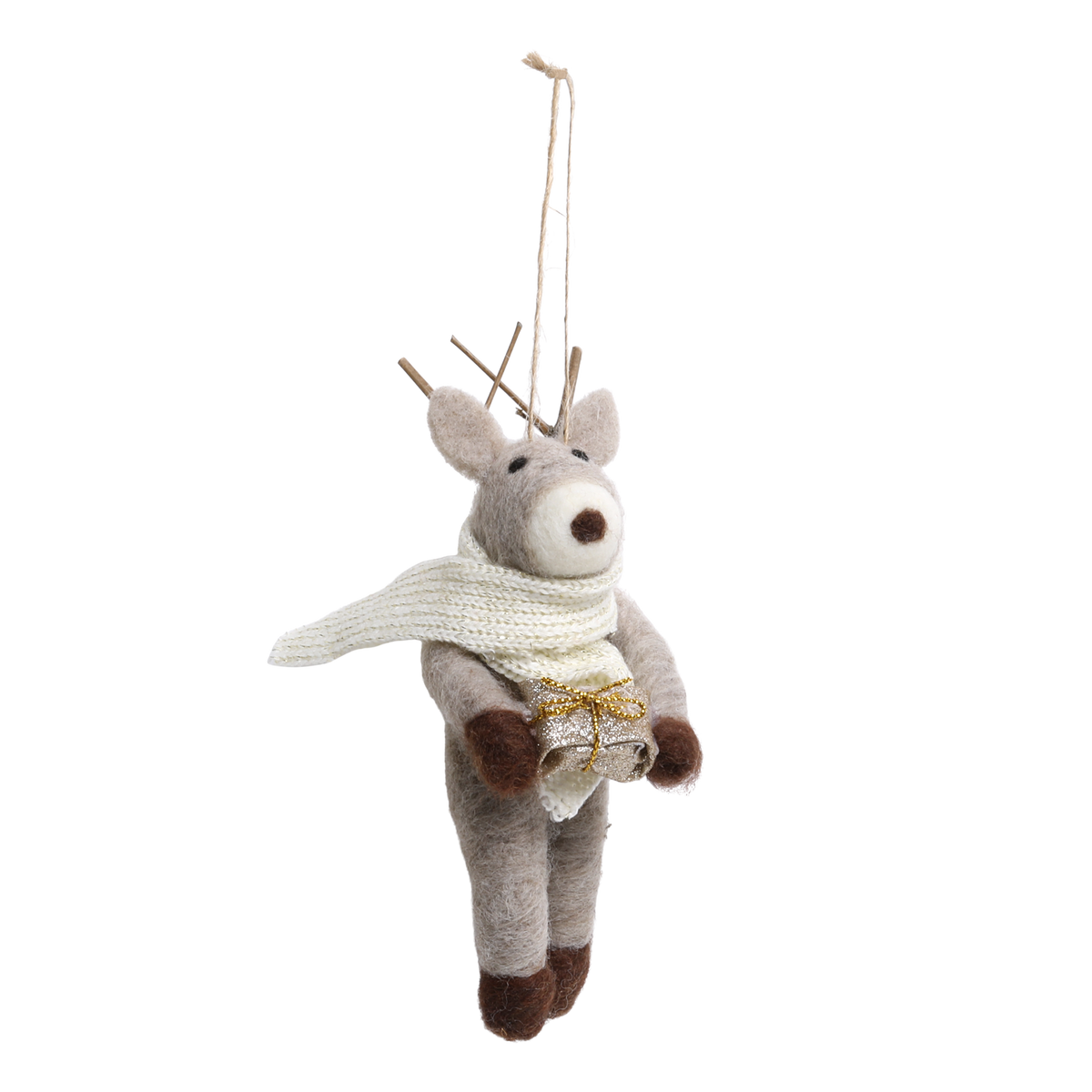 Rentier aus Filz zum Aufhängen, 15 cm hoch