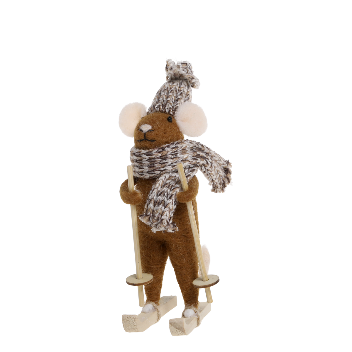 Filz-Maus auf Ski zum Aufhängen, 14 cm hoch