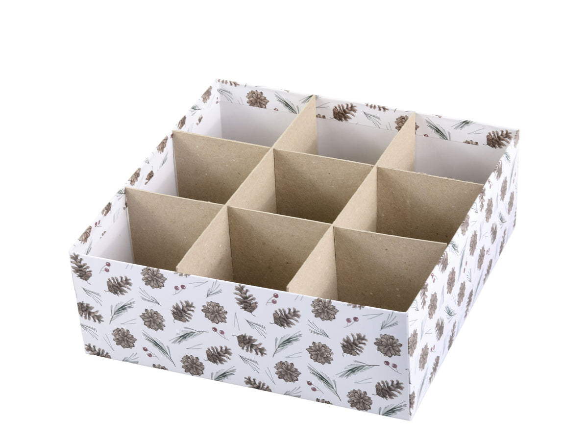 Boxen mit Zapfen Set von 3 – weiß, Papier, 25 cm