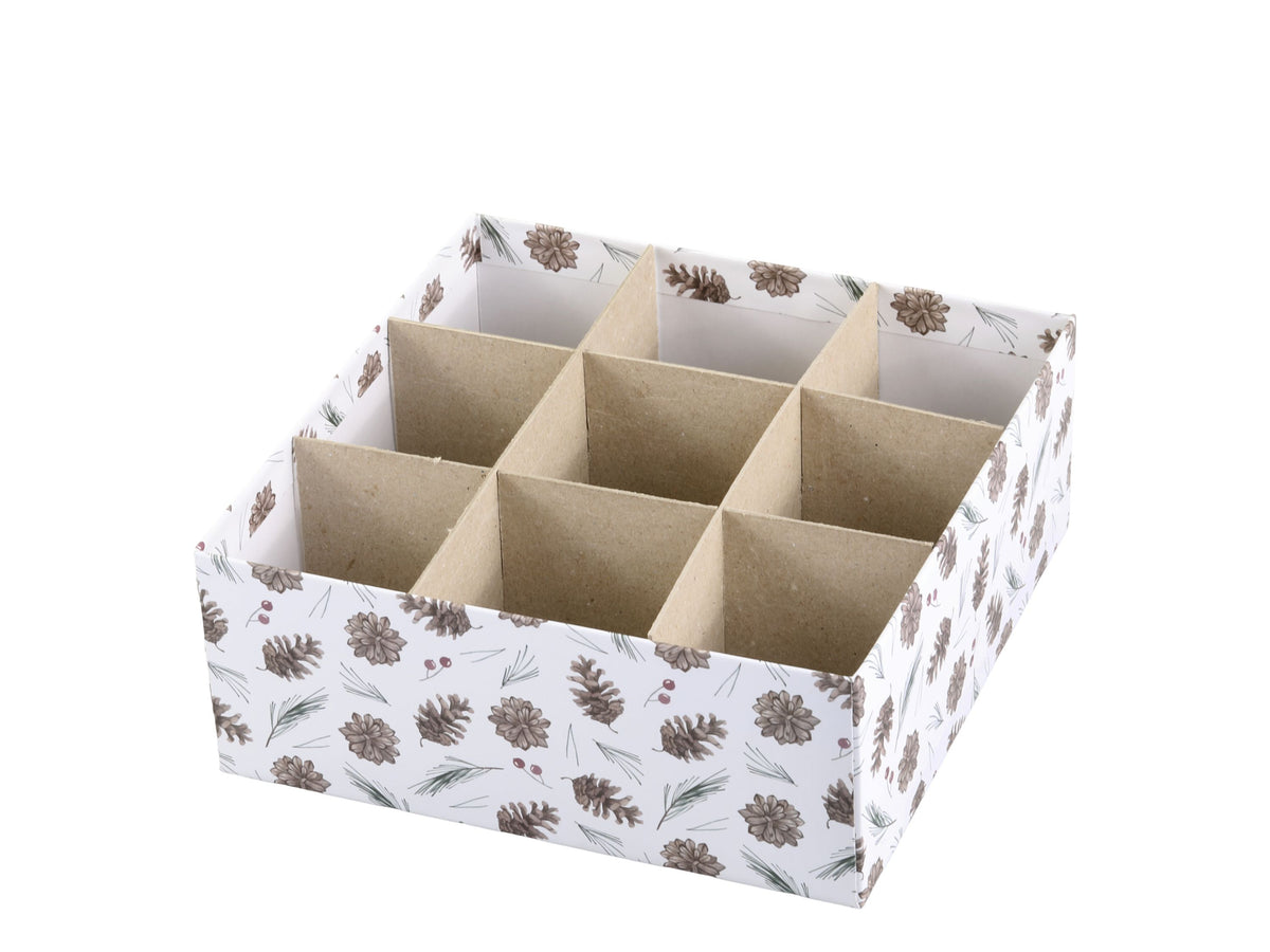 Boxen mit Zapfen Set von 3 – weiß, Papier, 25 cm
