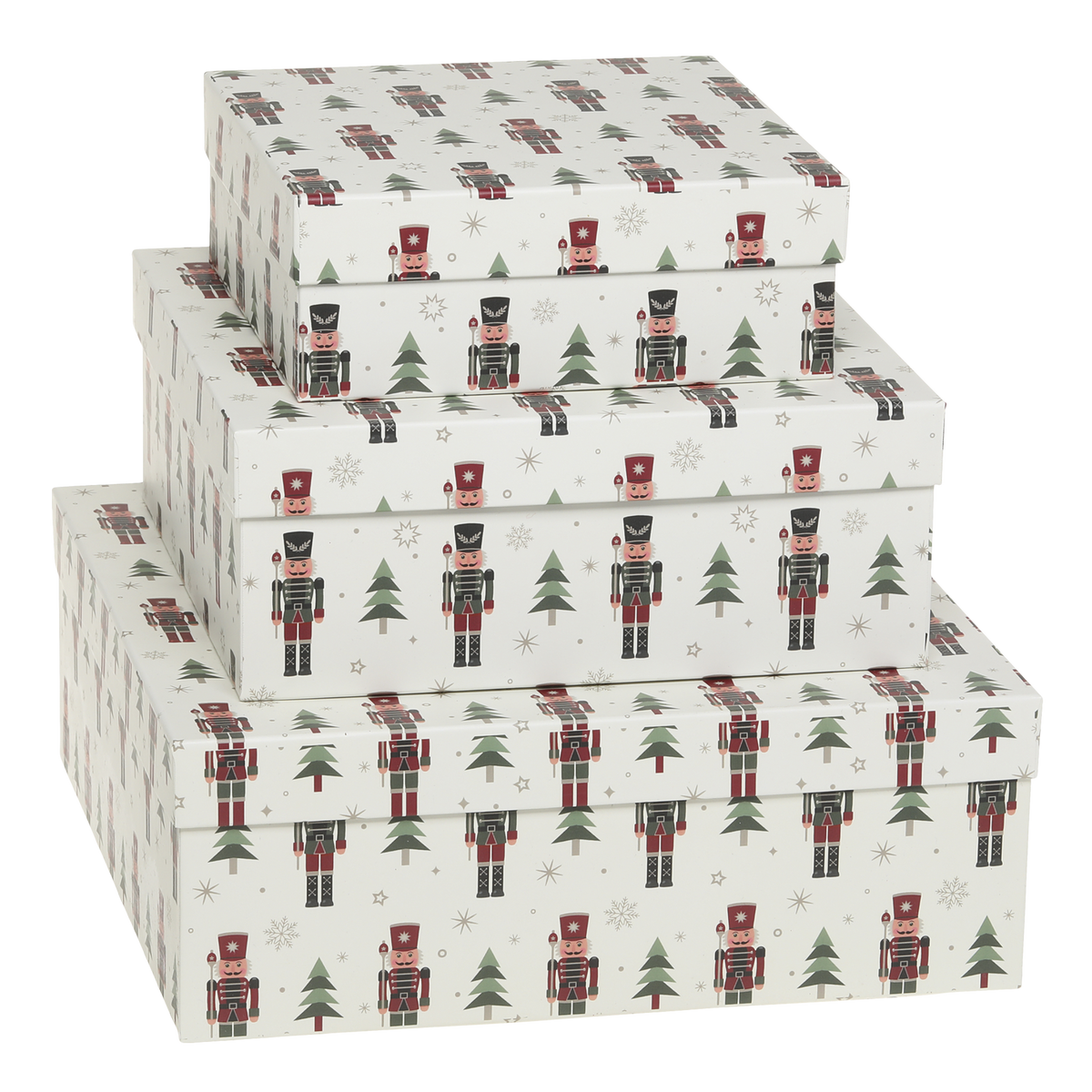 Boxen mit Nussknackern Set von 3 in Creme