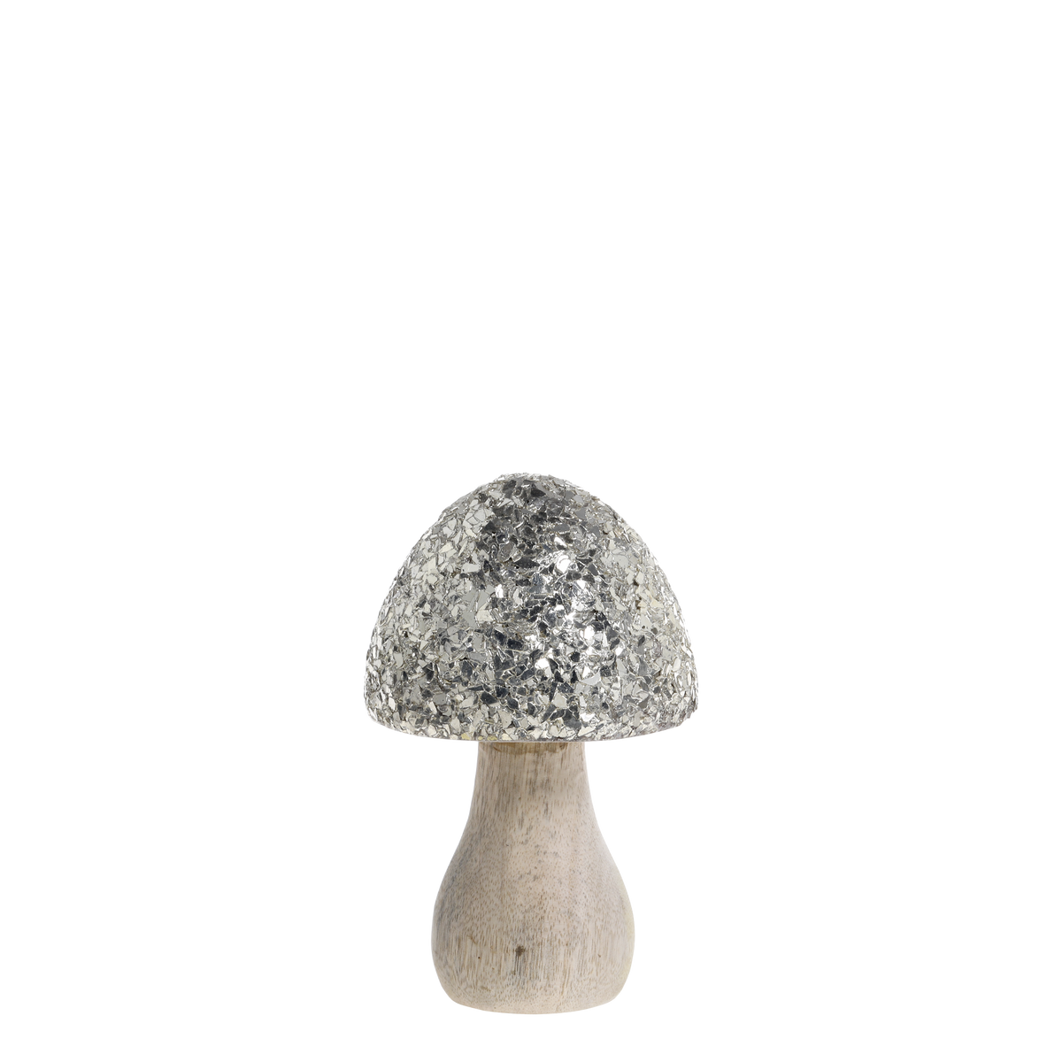 Pilz Deko aus Mangoholz und Glas, 15 cm hoch