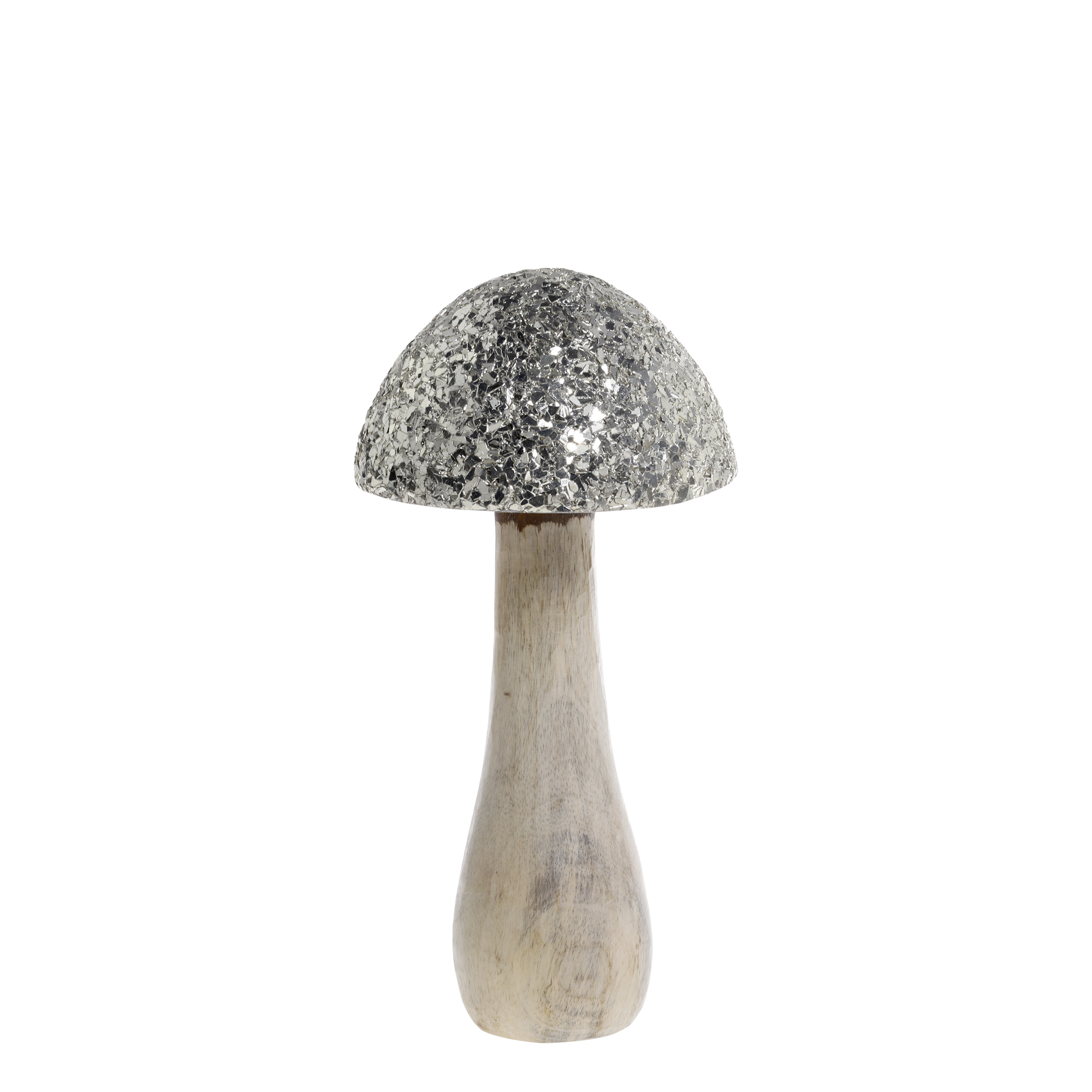 Pilz-Deko aus Mangoholz mit Glasmosaik, 25 cm hoch
