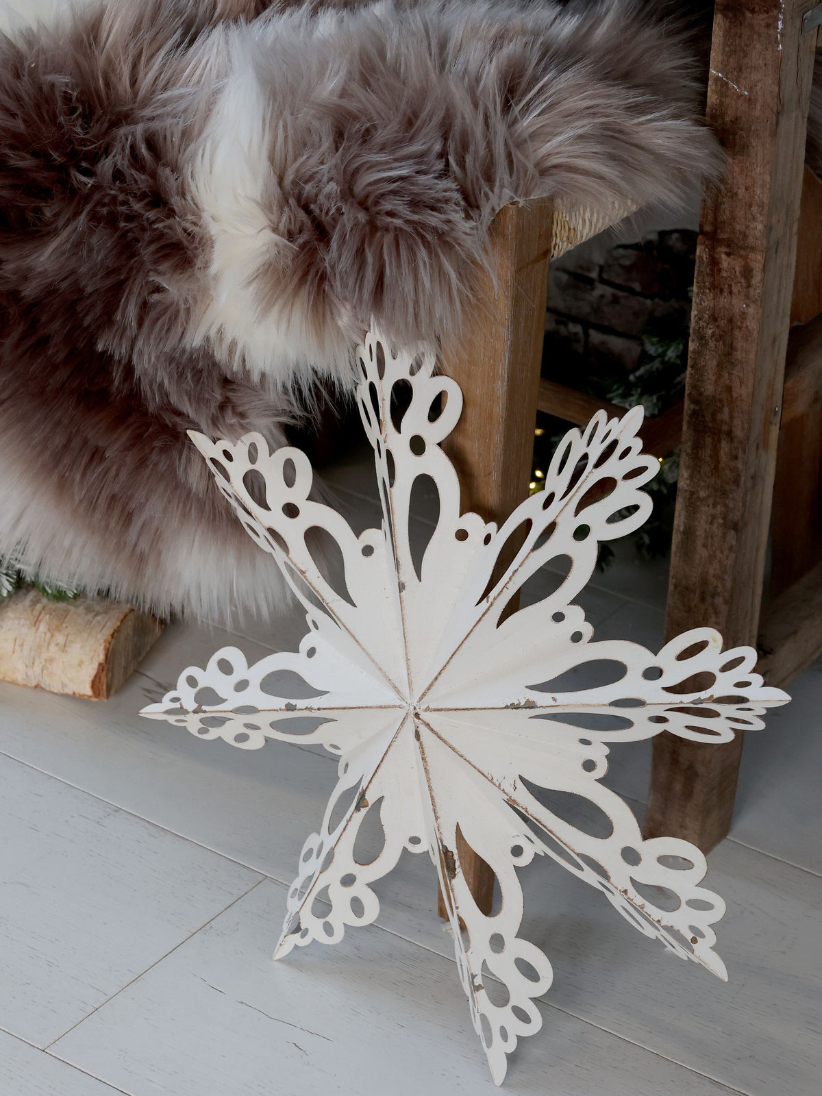 Dekoration Wanddeko Schneeflocke aus Eisen, 63 cm