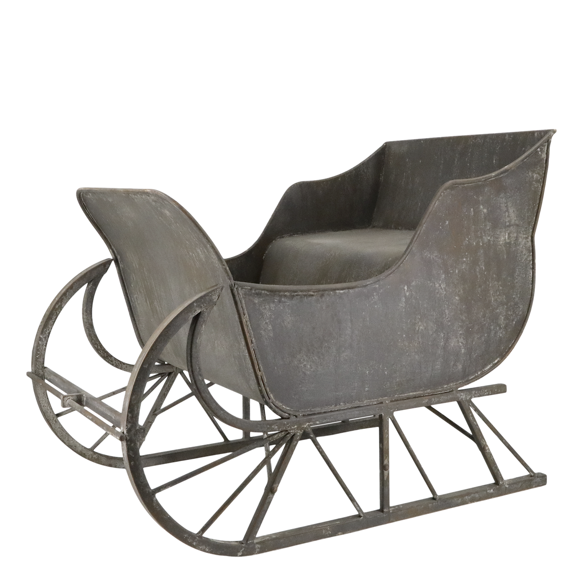 Vintage Schlitten aus Eisen, 84 cm lang, antique zink
