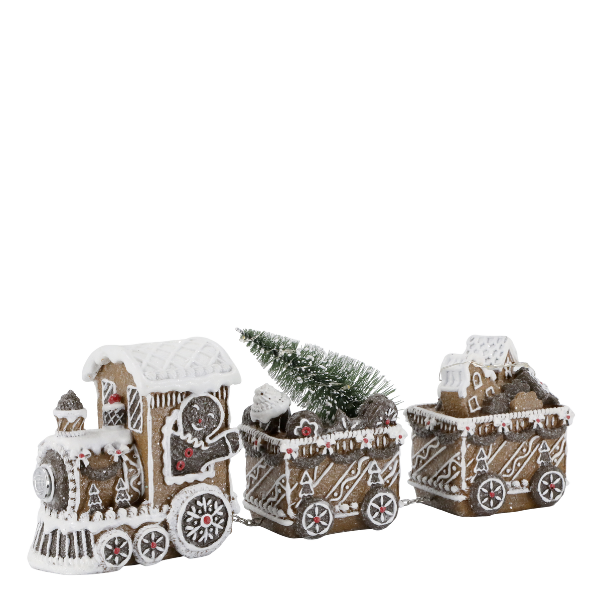 Noël Weihnachtszug mit LED, Polyresin, mokka