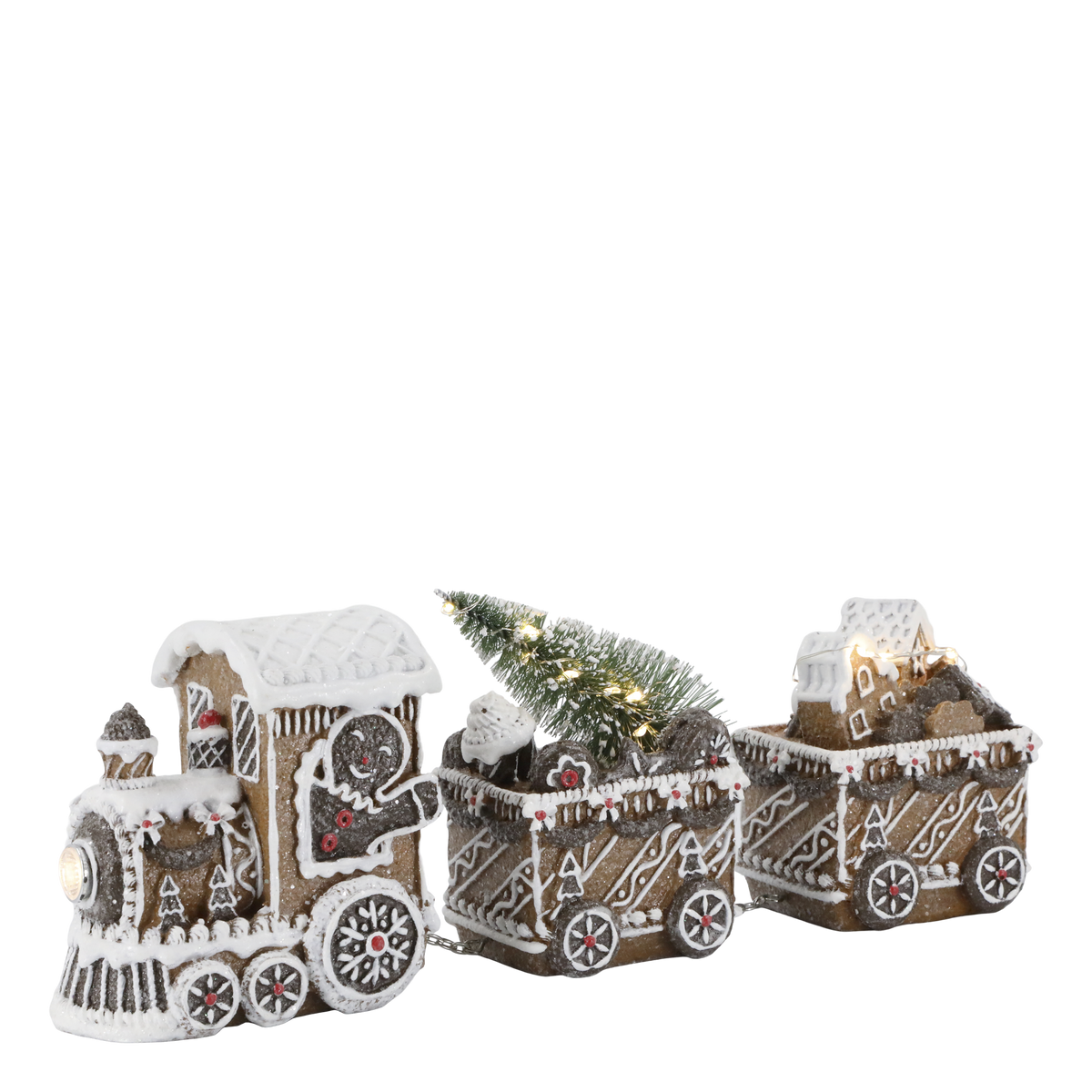 Noël Weihnachtszug mit LED, Polyresin, mokka