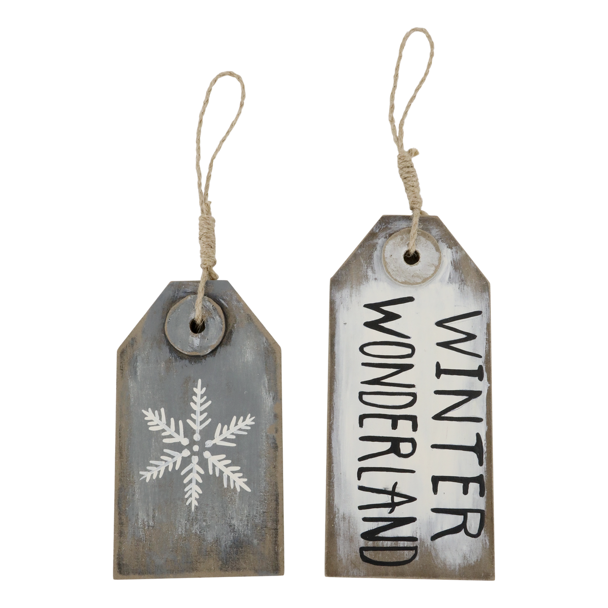 Vintage Schild zum Aufhängen, 2er-Set, antik grau-weiß