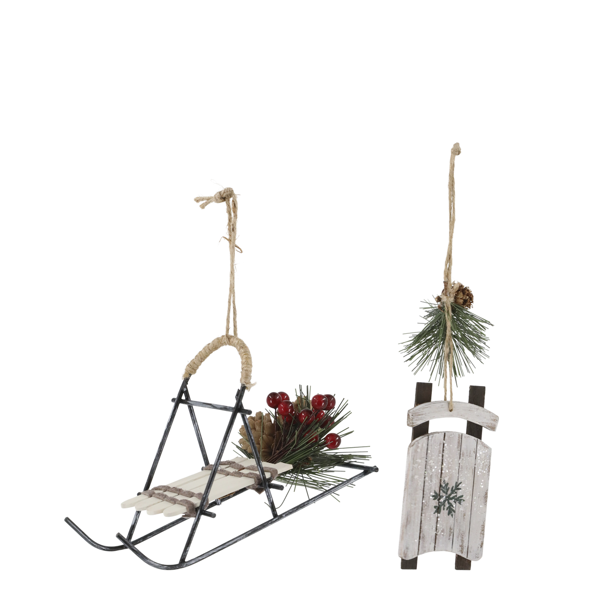 Vintage Rodel Set aus Holz und Eisen – 2er Set