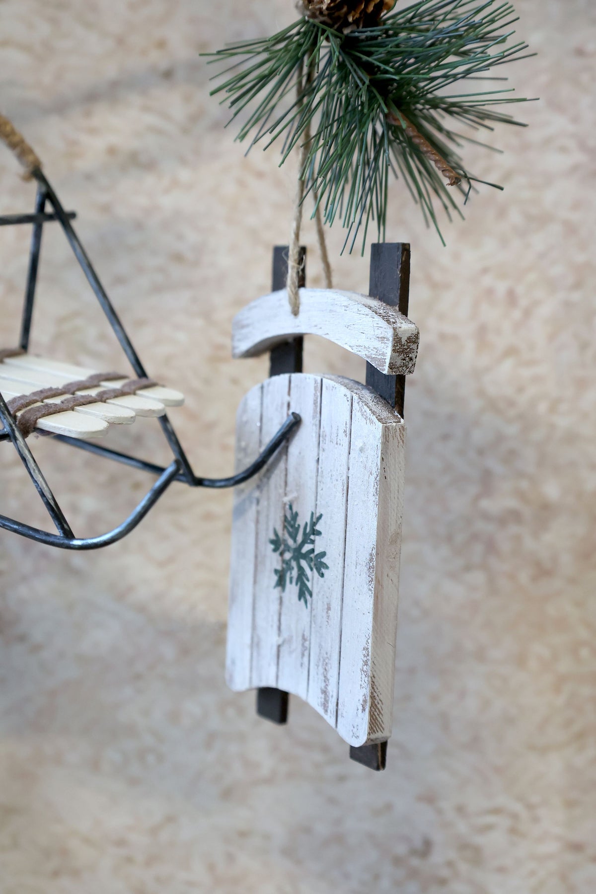 Vintage Rodel Set aus Holz und Eisen – 2er Set