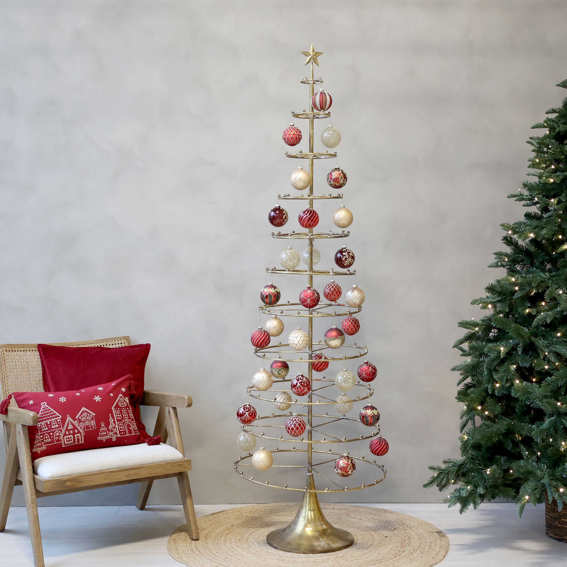 Weihnachtsbaum auf Fuß, Eisen, Antique Messing, 196 cm