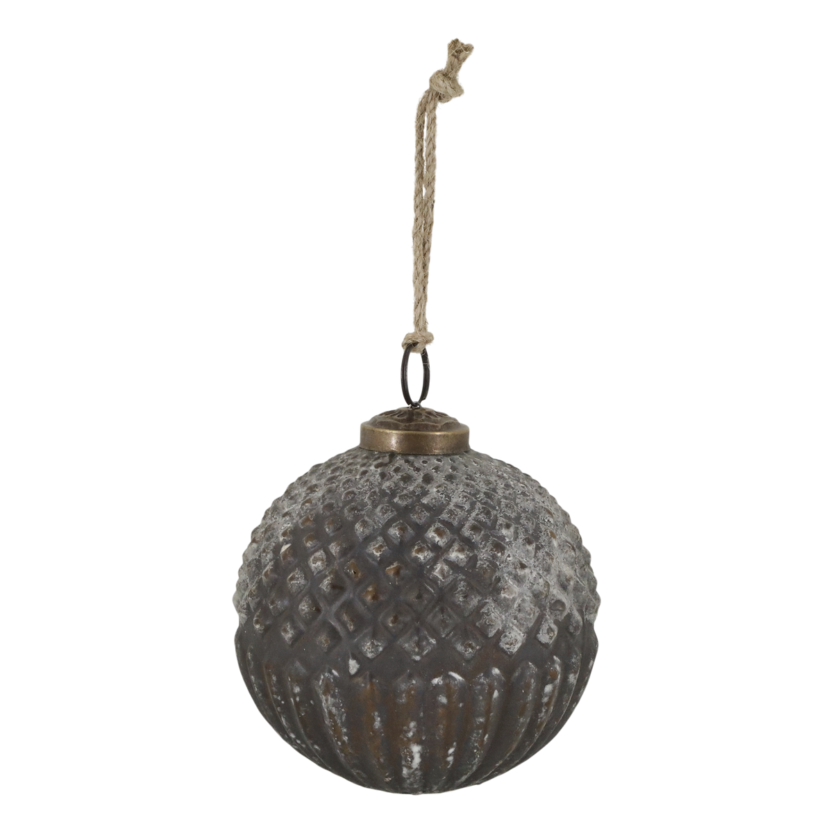 Weihnachtskugel aus Glas mit Juteschnur, antique mokka