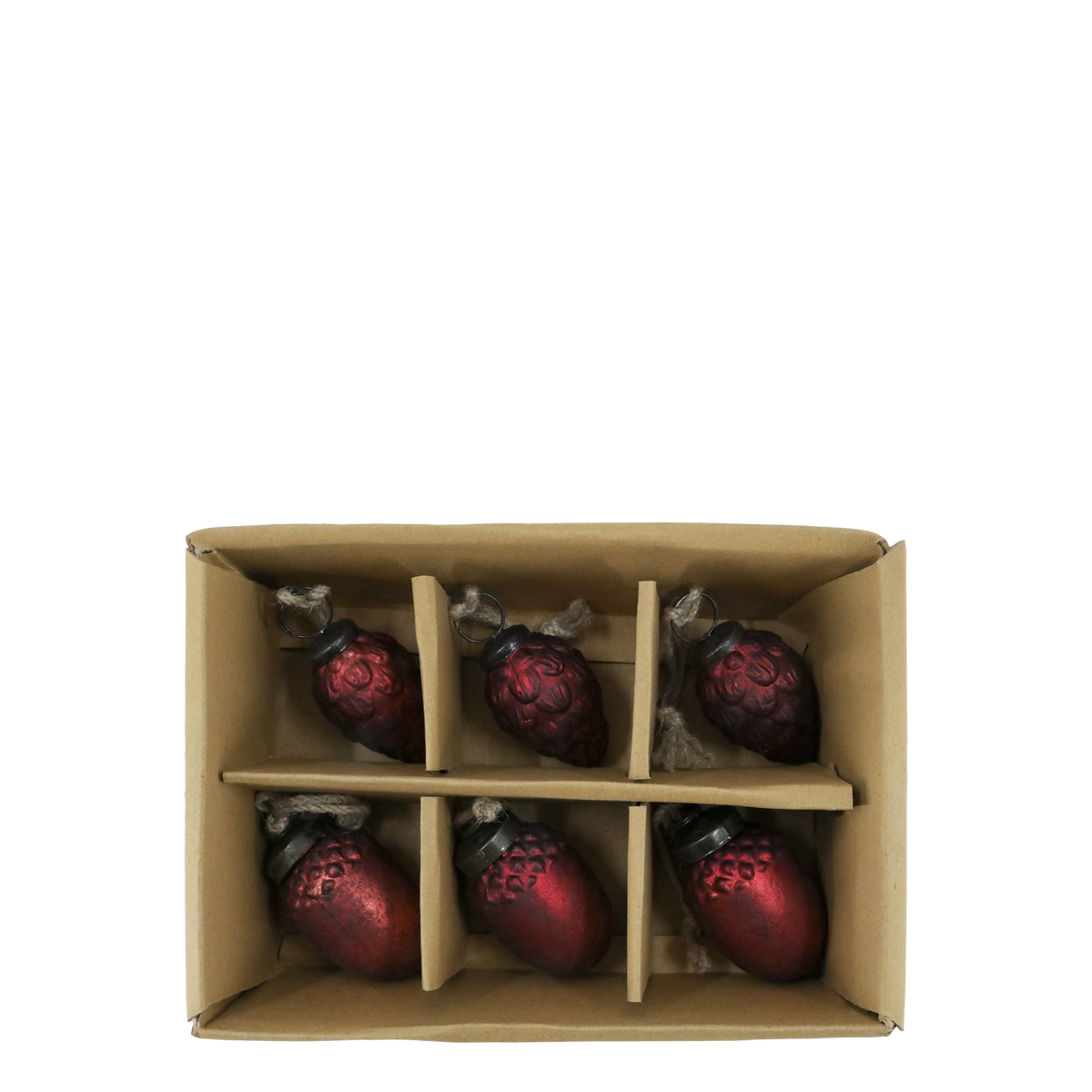 Weihnachtskugeln aus Glas, 6 Stück, antique cherry