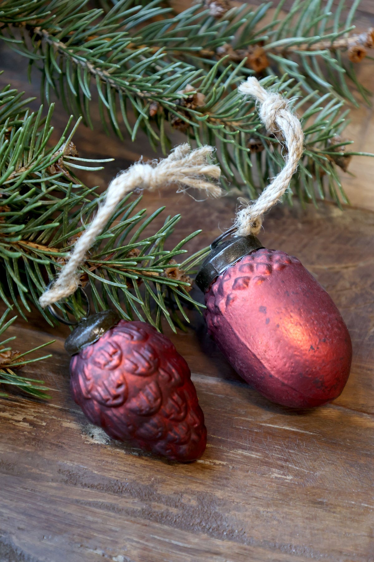 Weihnachtskugeln aus Glas, 6 Stück, antique cherry