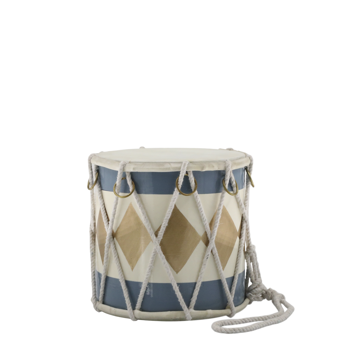 Vintage Trommel mit Leder – handgemacht, sky blue