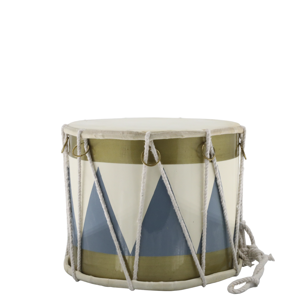 Vintage Trommel mit Leder, handgemacht, 18 cm hoch