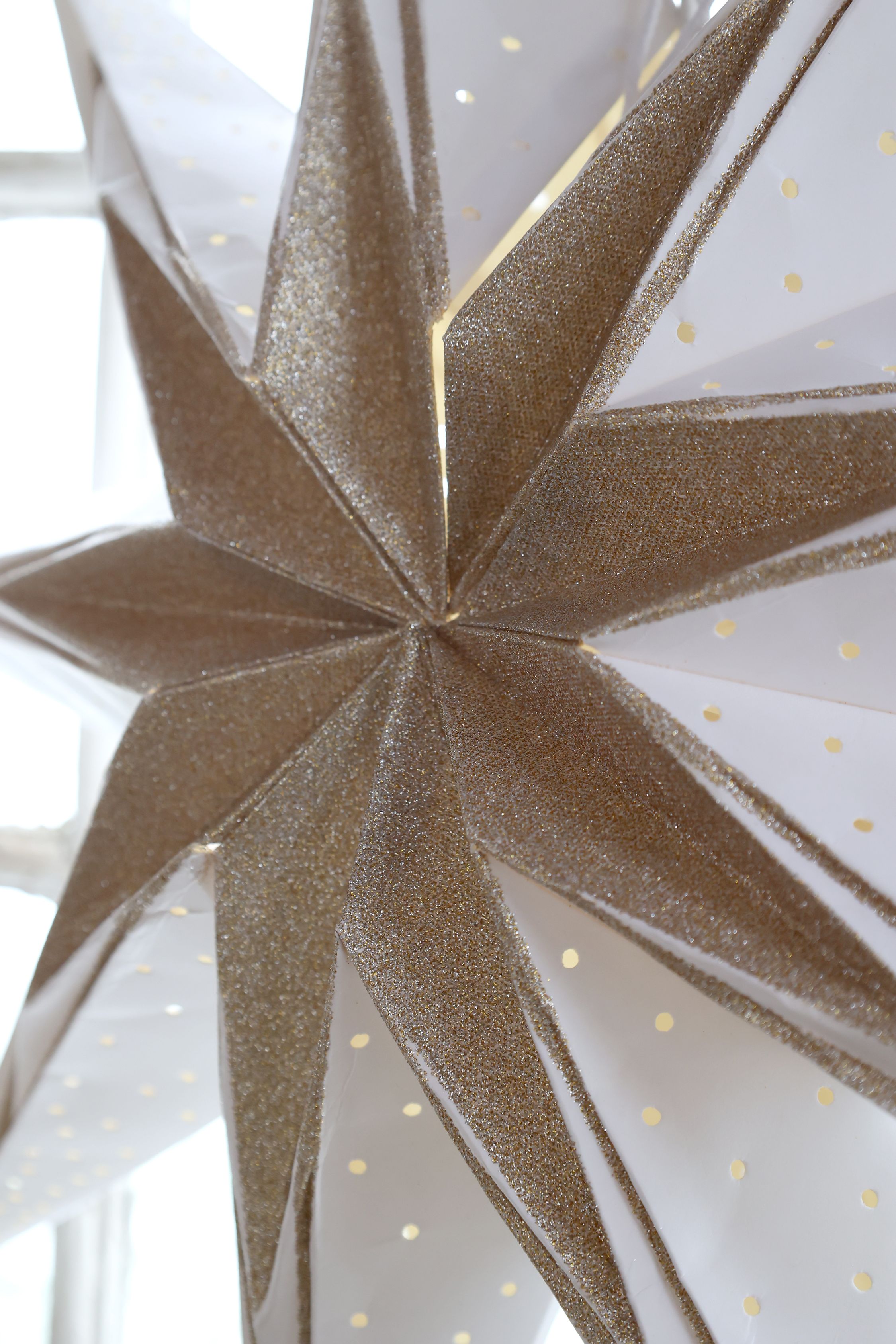 Papierstern Tischlampe mit Kabel, 60 cm, creme