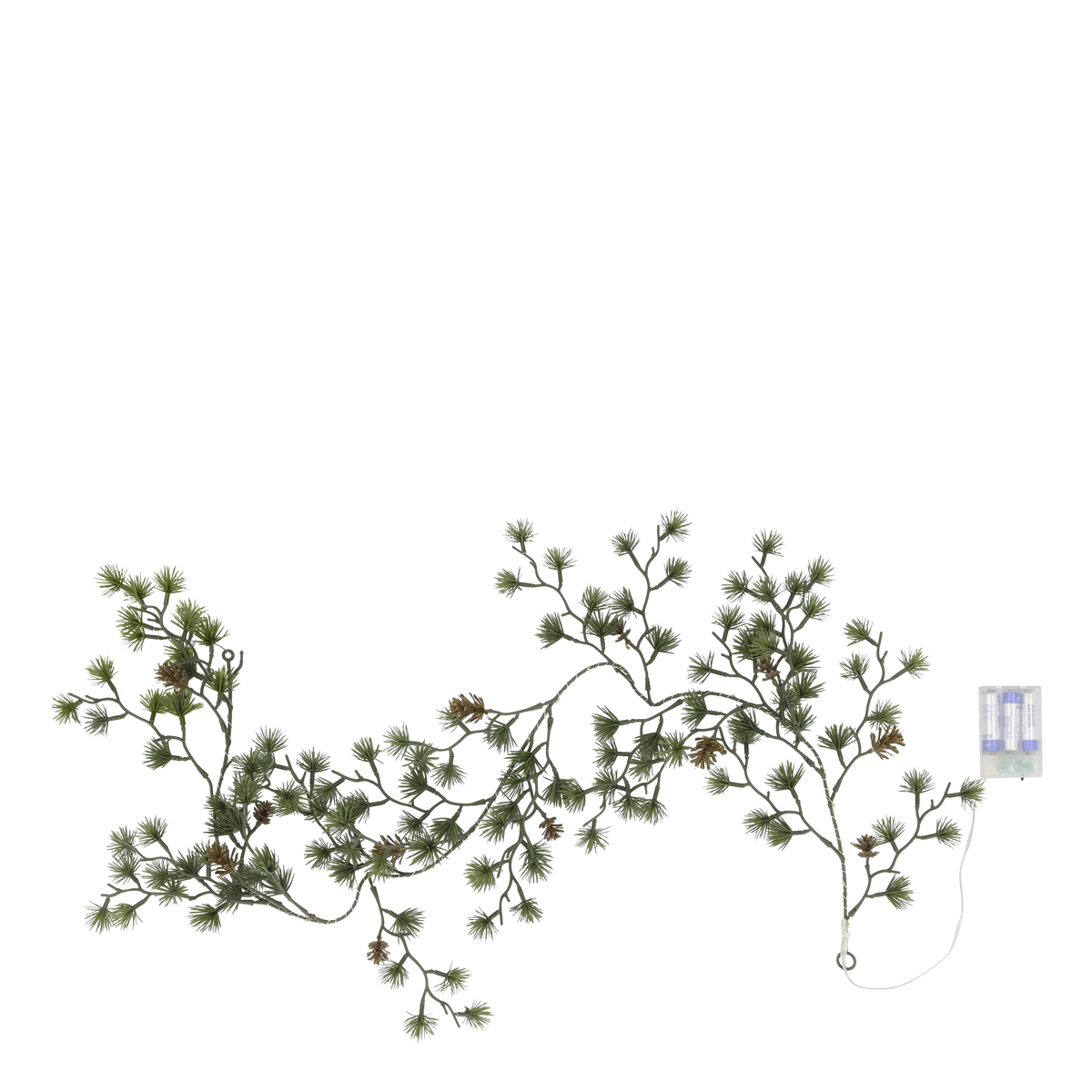 LED Lichterkette mit Tanne und Zapfen, 150 cm, grün