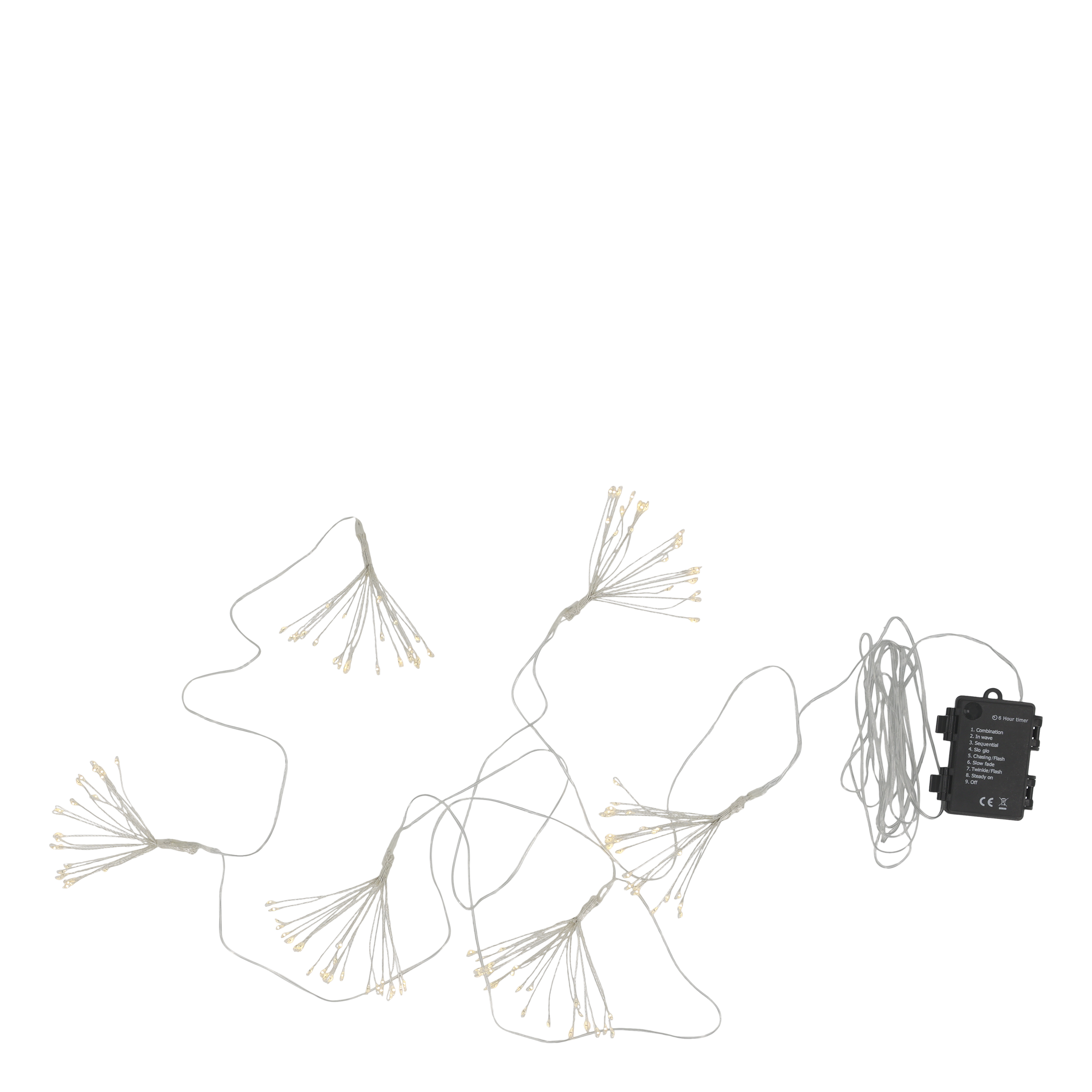 Lichterkette outdoor mit 6 Eiskristallen, 550 cm, silber
