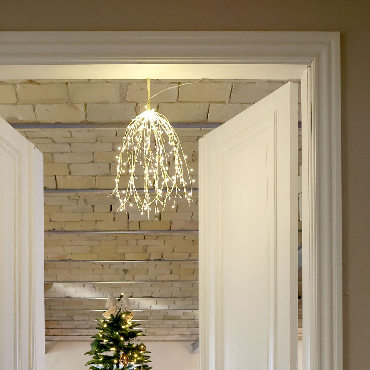 LED-Lichterkette mit 24 Mistelzweigen, silber, 5 m Kabel