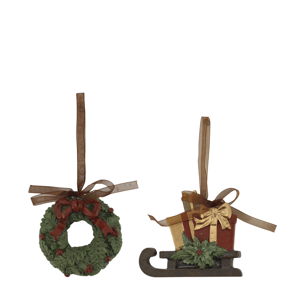 Noël Aufhängeset aus Polyresin, 2er-Set, Kirsche