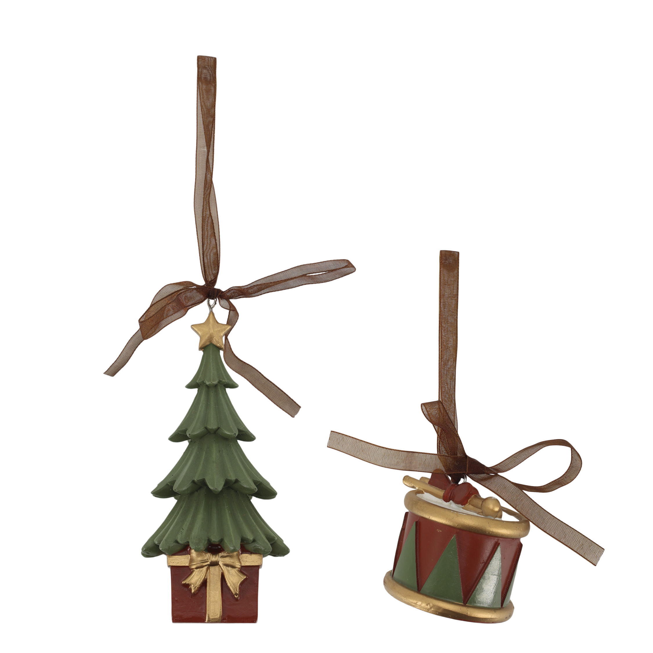 Noël Anhänger-Set aus Polyresin, 2er-Set, Kirschrot