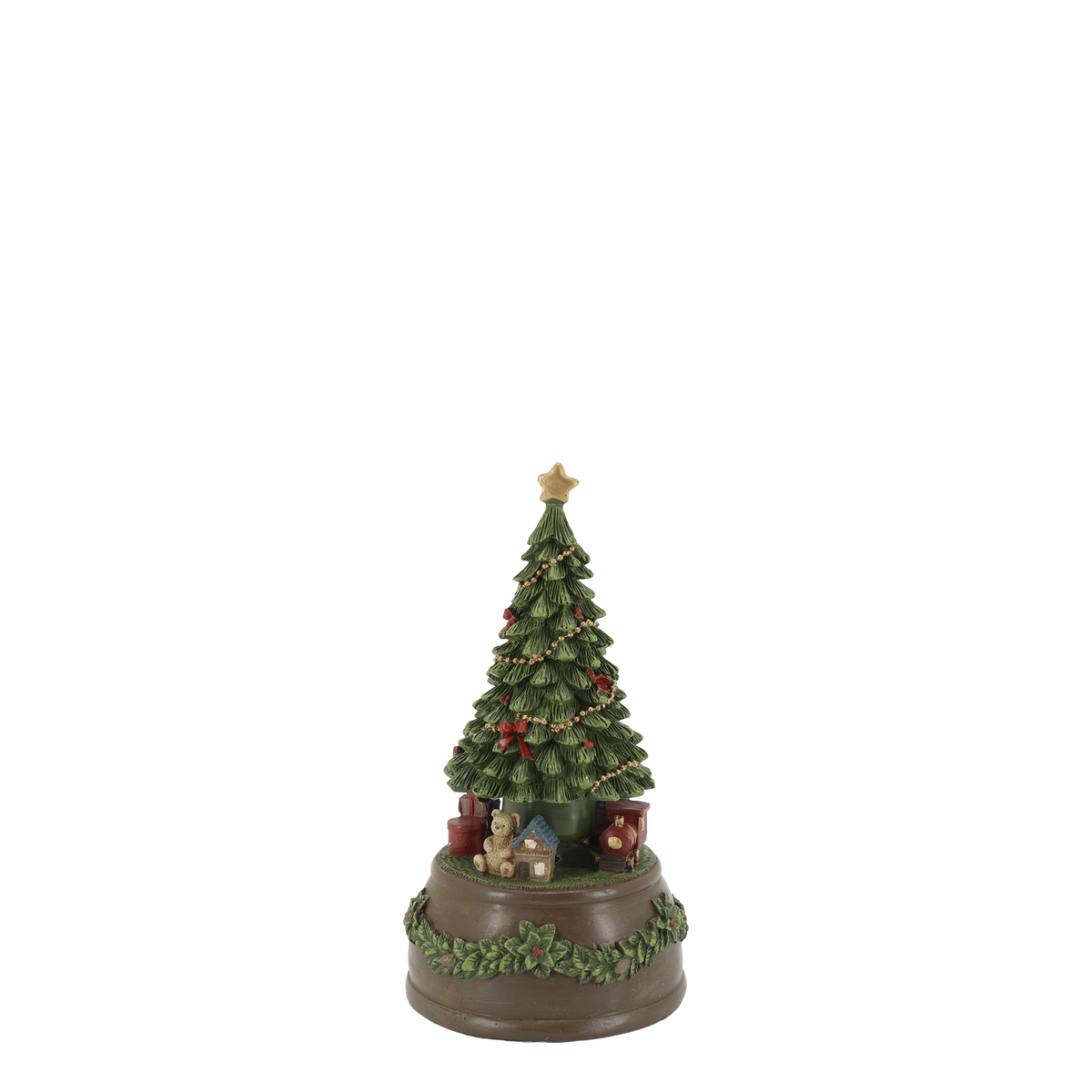Noël Spieluhr mit Weihnachtsbaum, 19 cm hoch, mokka