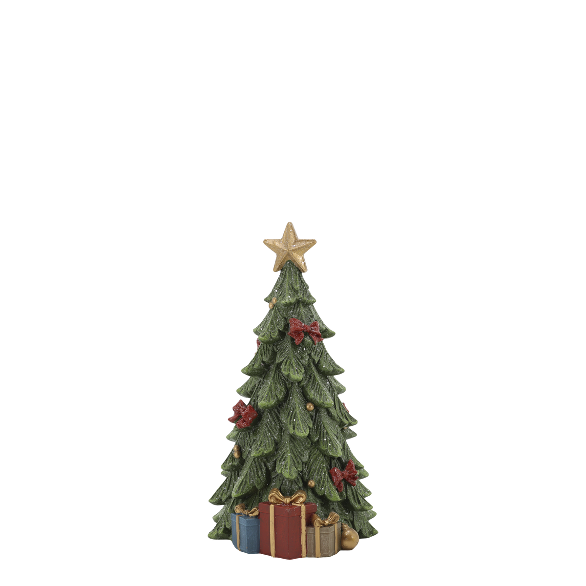 Weihnachtsbaum mit Geschenken aus Polyresin, 20,5 cm hoch
