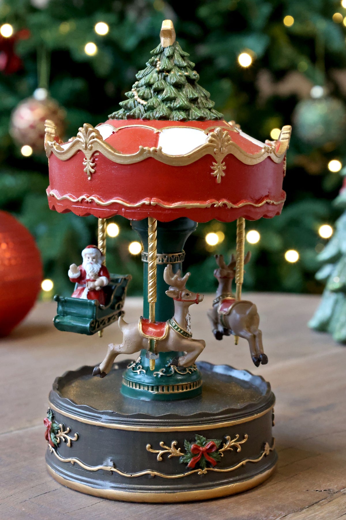 Noël Teelicht-Karussell Weihnachten – Spieluhr, 22 cm, Mokka