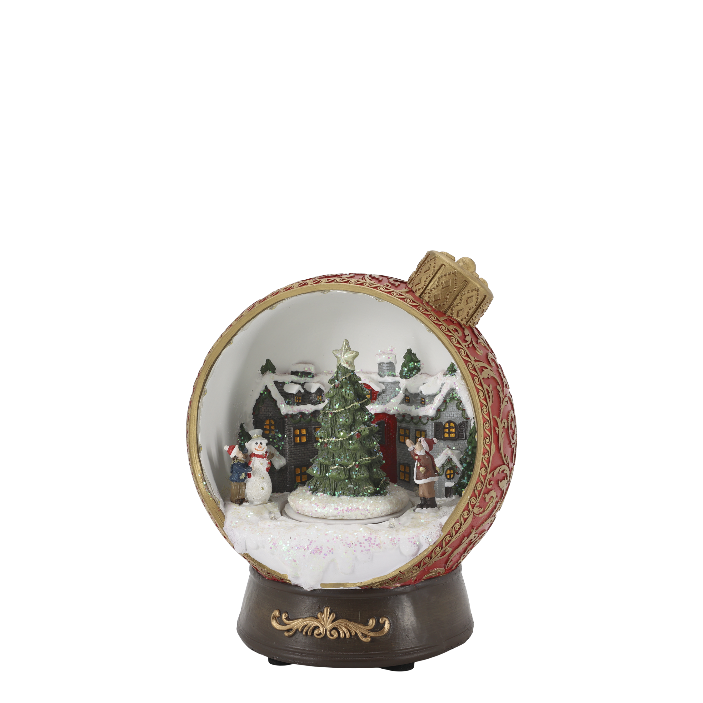 Noël Spieluhr mit LED und Dekor, 23 cm hoch, cherry