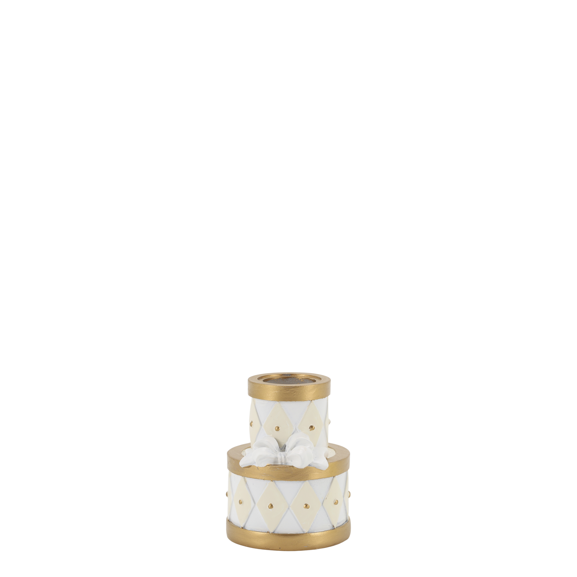 Noël Kerzenständer mit Schleife, antique creme, 7,5 cm hoch